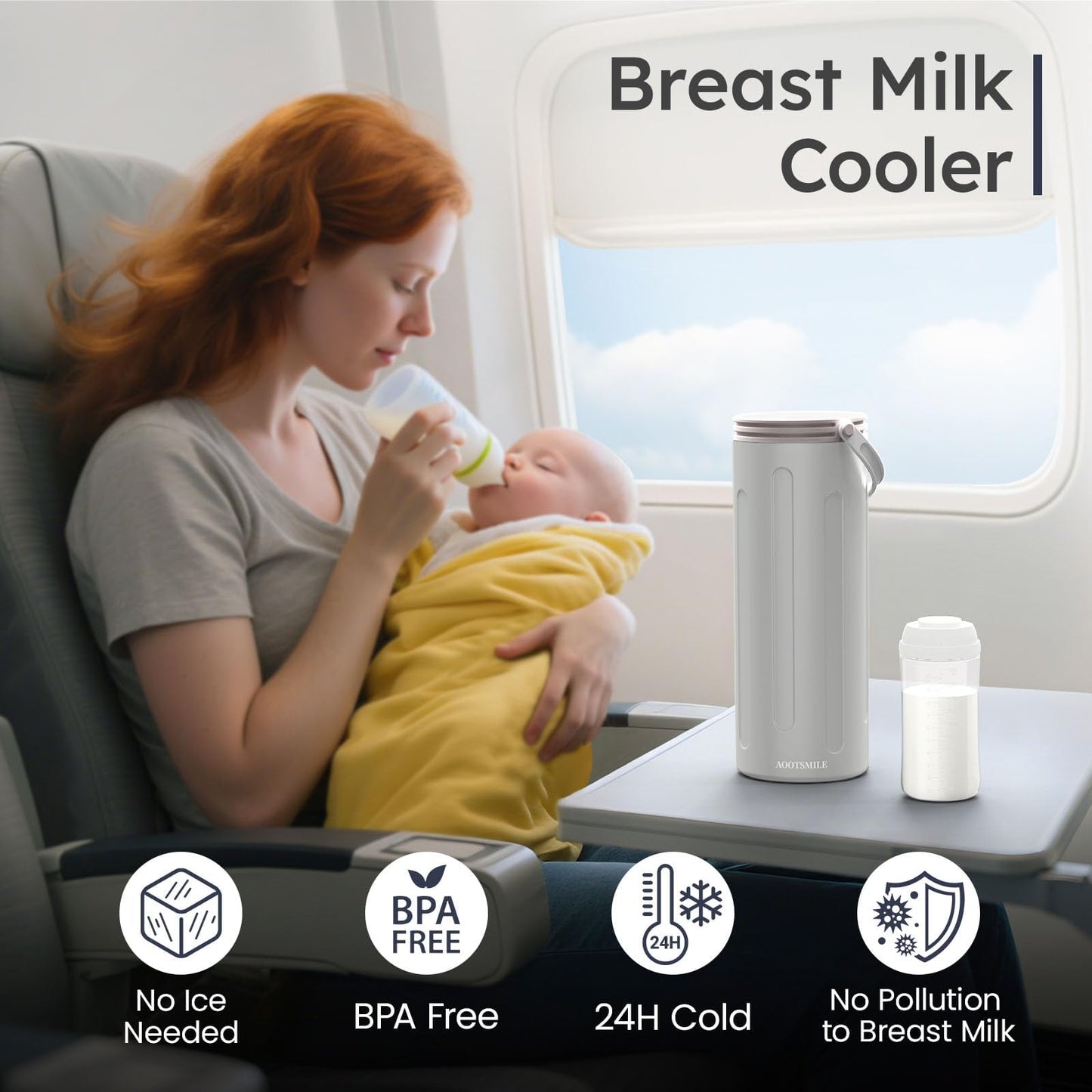 Portable milk cooler placed inside a diaper bag