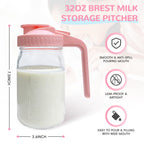 Side view of Riznpo breast milk storage pitcher showing handle