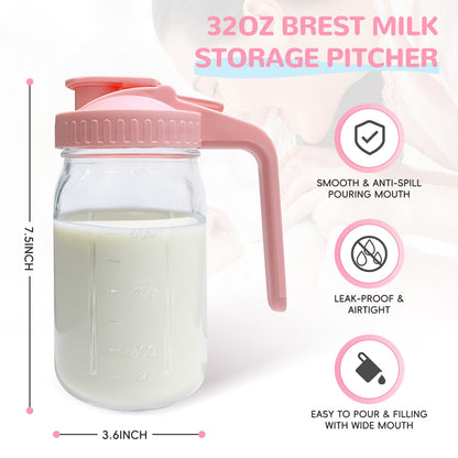 Side view of Riznpo breast milk storage pitcher showing handle