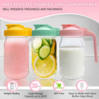 Riznpo pink lid glass breast milk pitcher in home setting