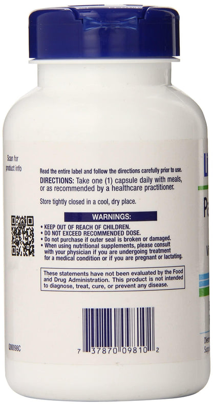 Side view of Life Extension Pantothenic Acid supplement bottle