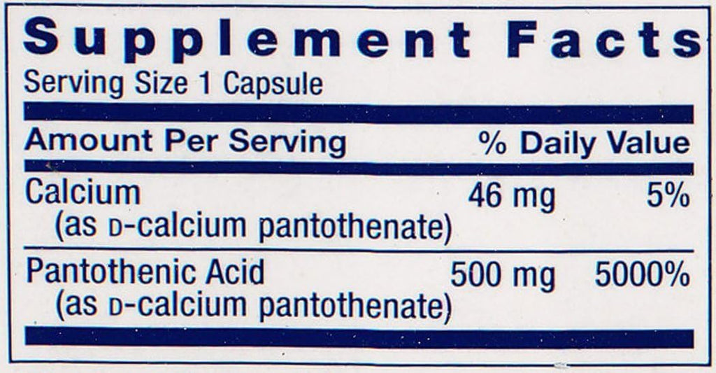 Top view of Life Extension Pantothenic Acid bottle cap