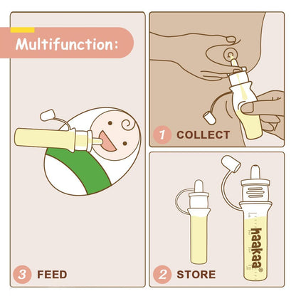 Close up of 4 milliliter Haakaa colostrum collector measurement markings