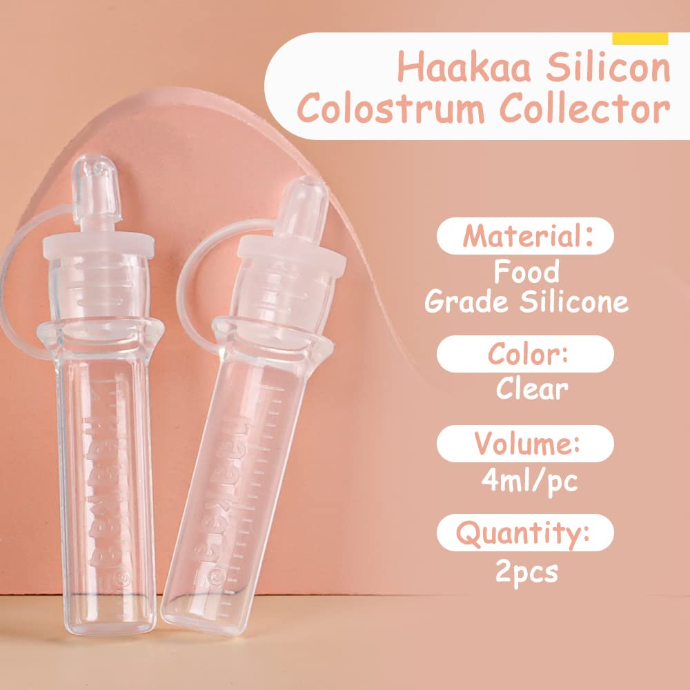 Haakaa colostrum collector being used for breastmilk storage