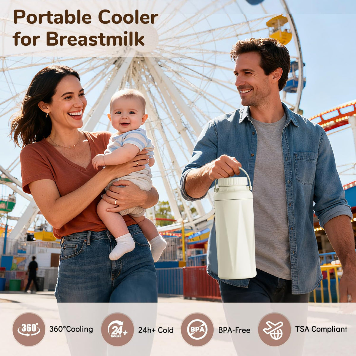 Easyvava breast milk cooler bottle with two storage bottles included