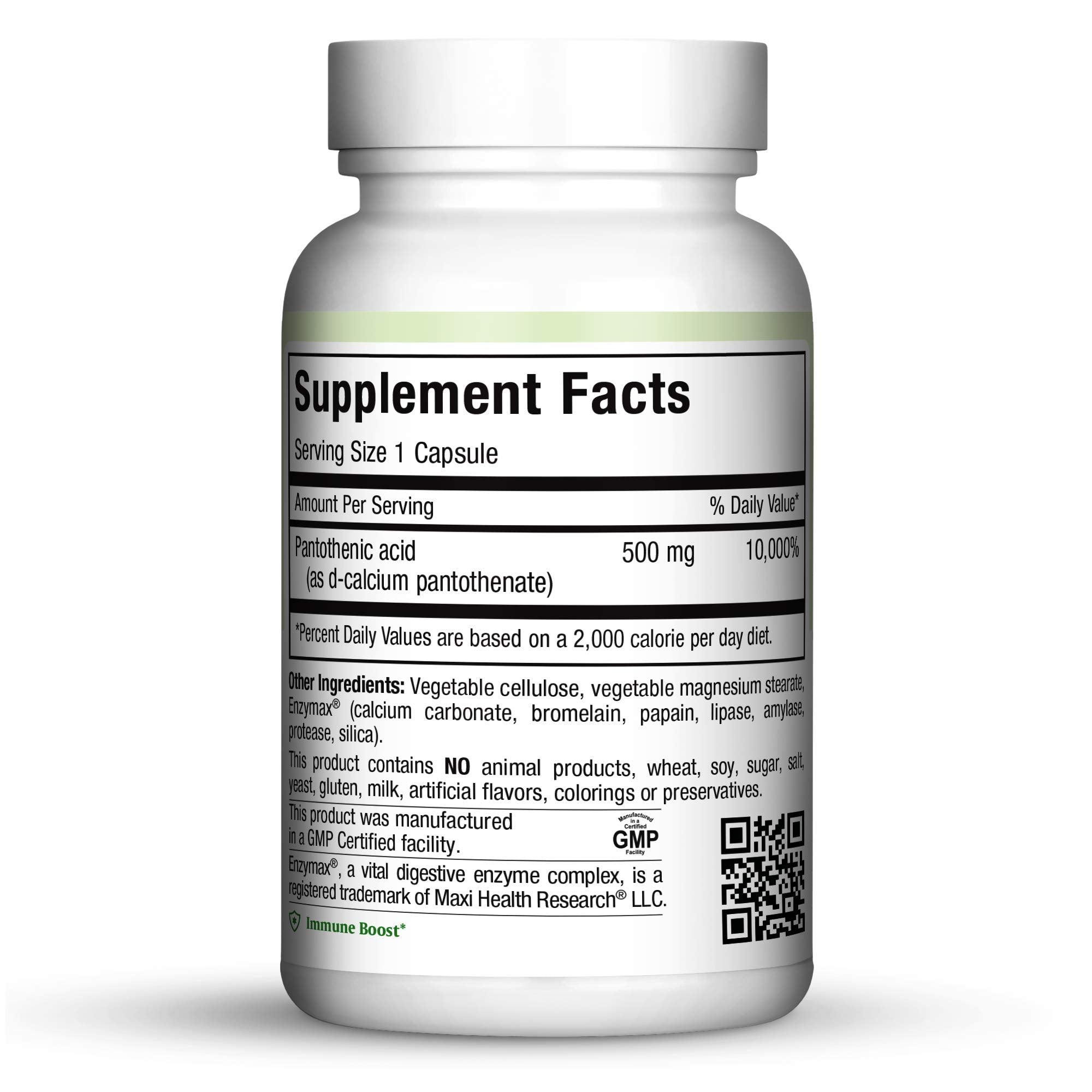 Maxi Health Pantocaps 90 capsules dietary supplement label detail