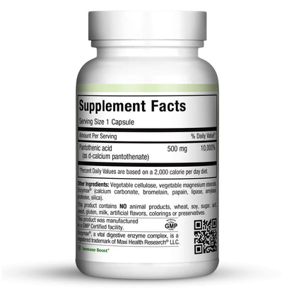 Maxi Health Pantocaps 90 capsules dietary supplement label detail