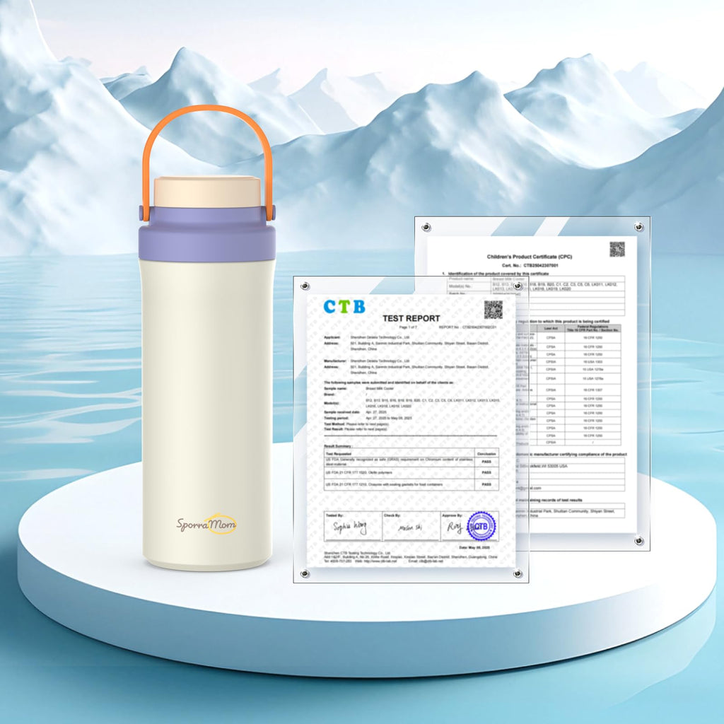 SporraMom breastmilk cooler bottle showing 22 fluid ounce size