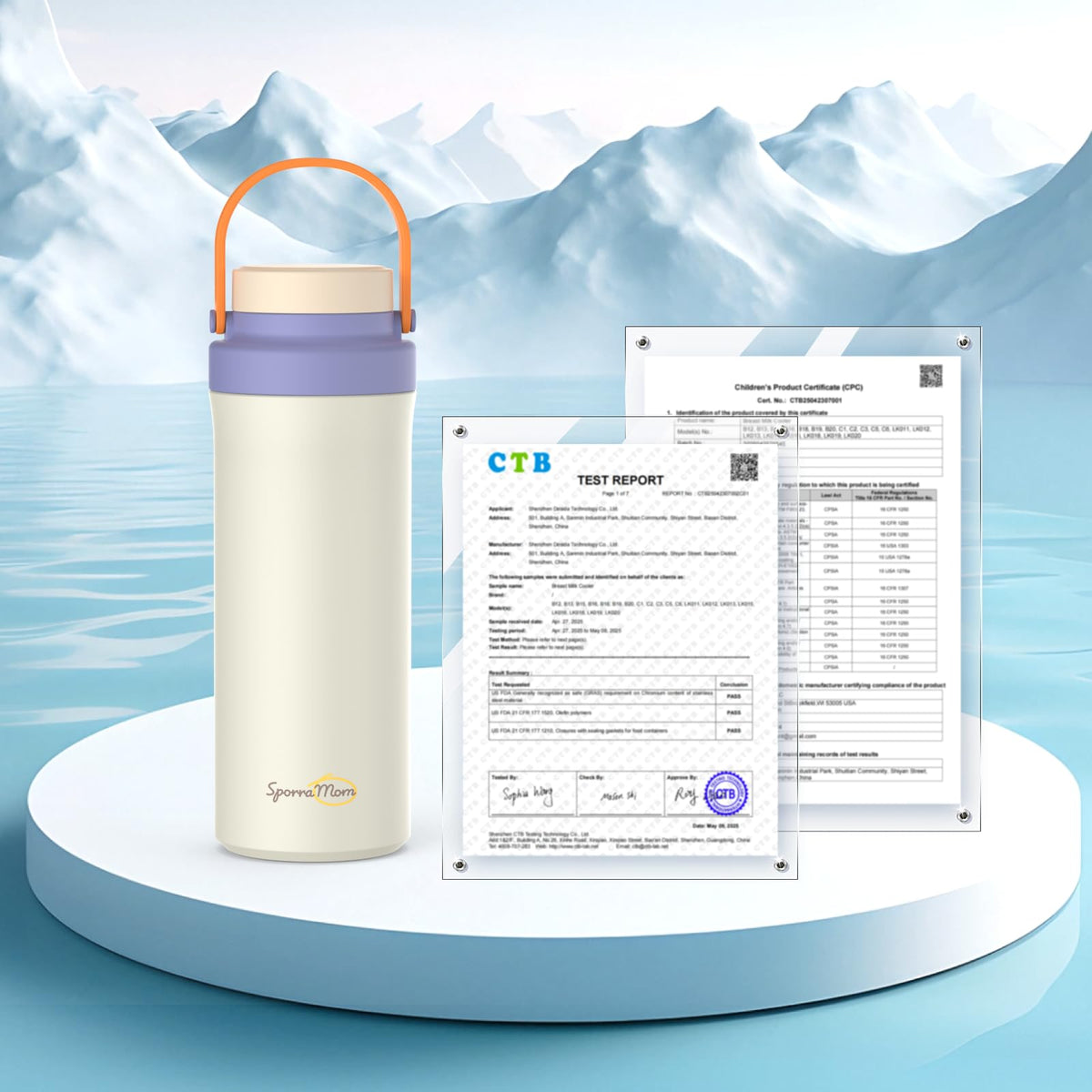 SporraMom breastmilk cooler bottle showing 22 fluid ounce size