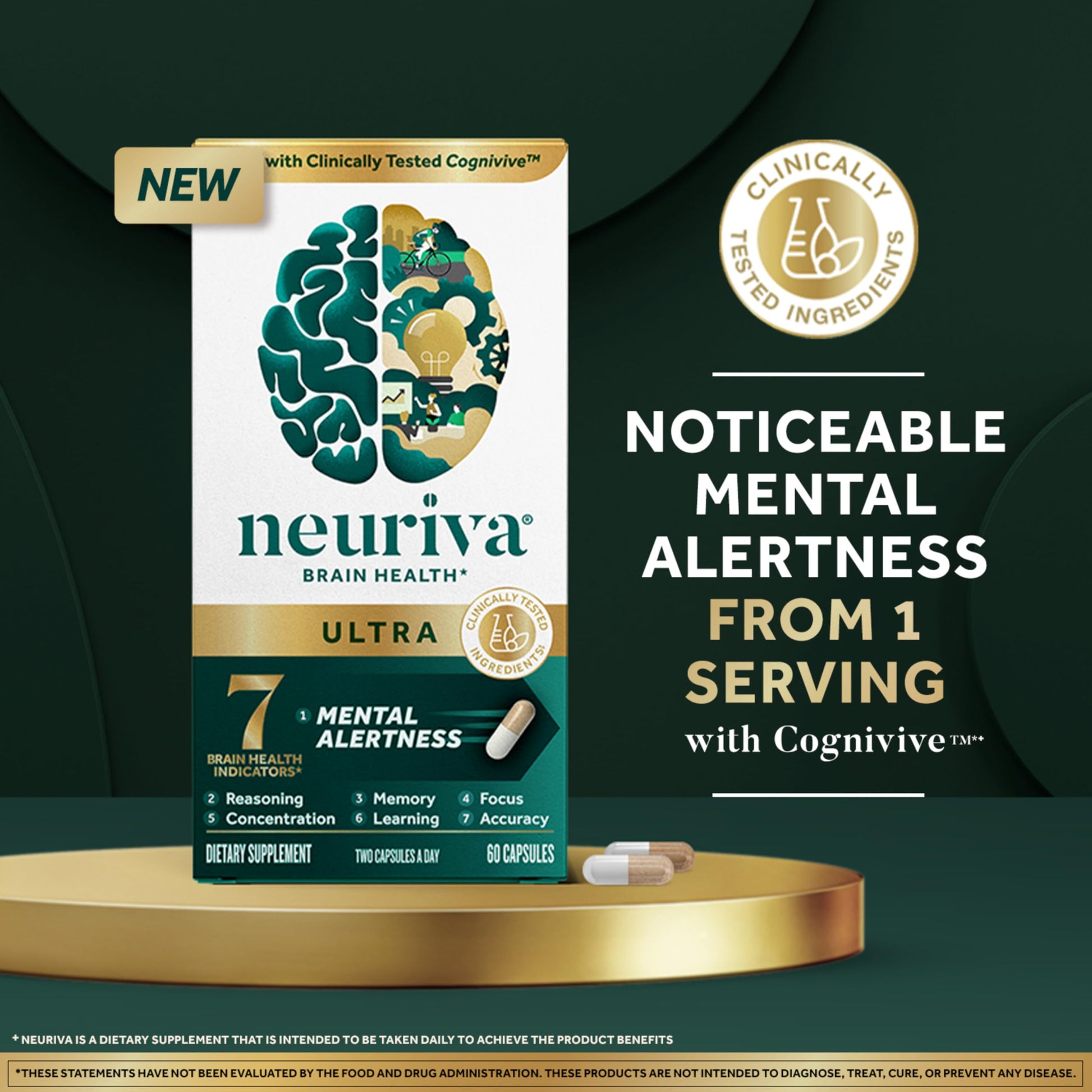 Bottle of Neuriva Ultra brain health capsules