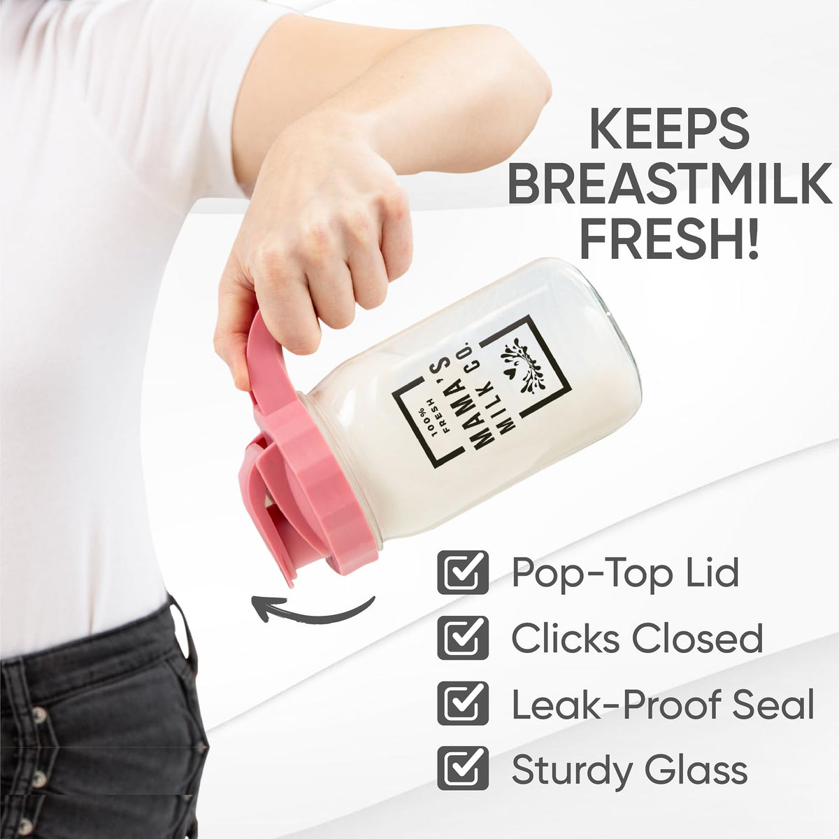 Nestberry pitcher with handle and lid inside a refrigerator