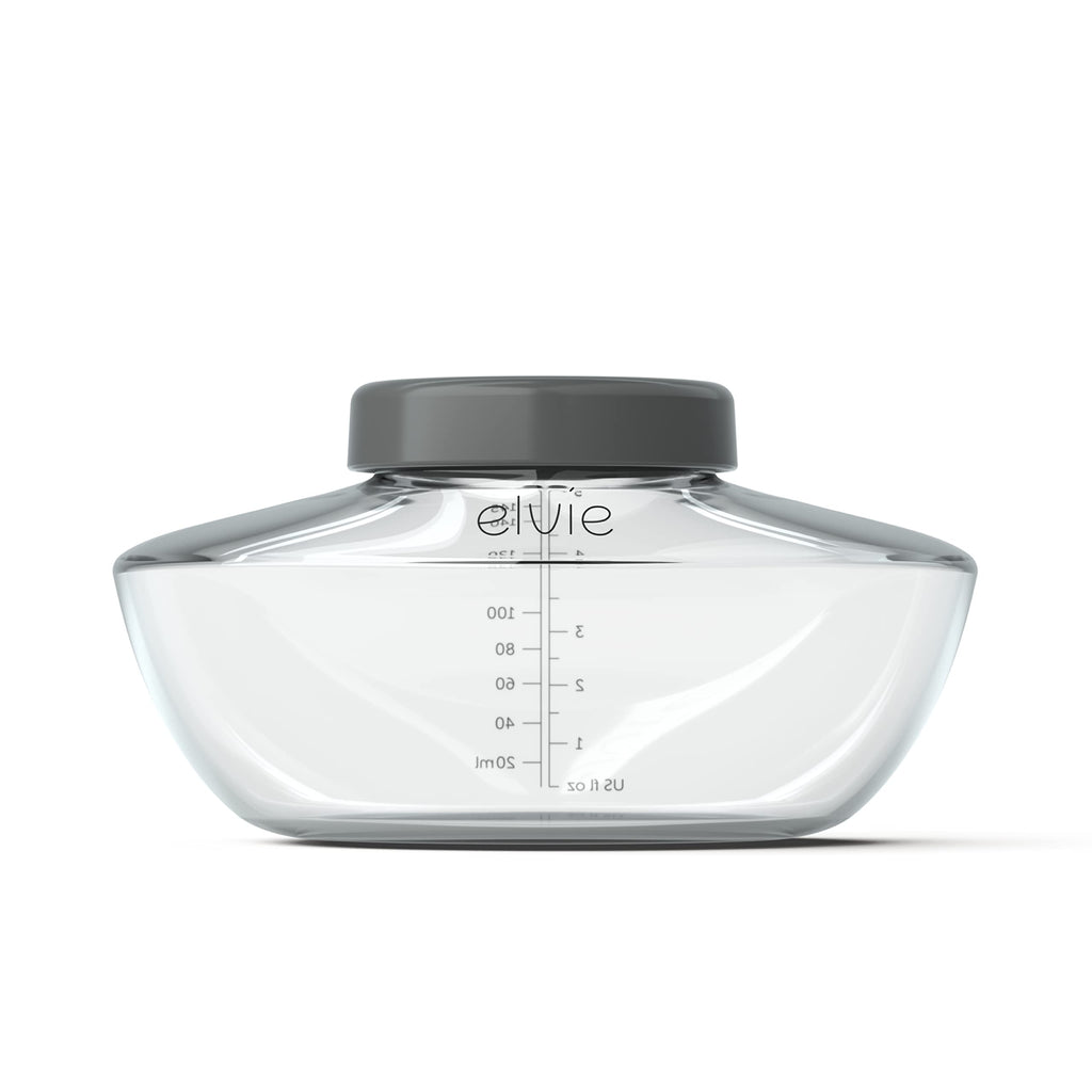 Three BPA free Elvie pump bottles for breast milk collection