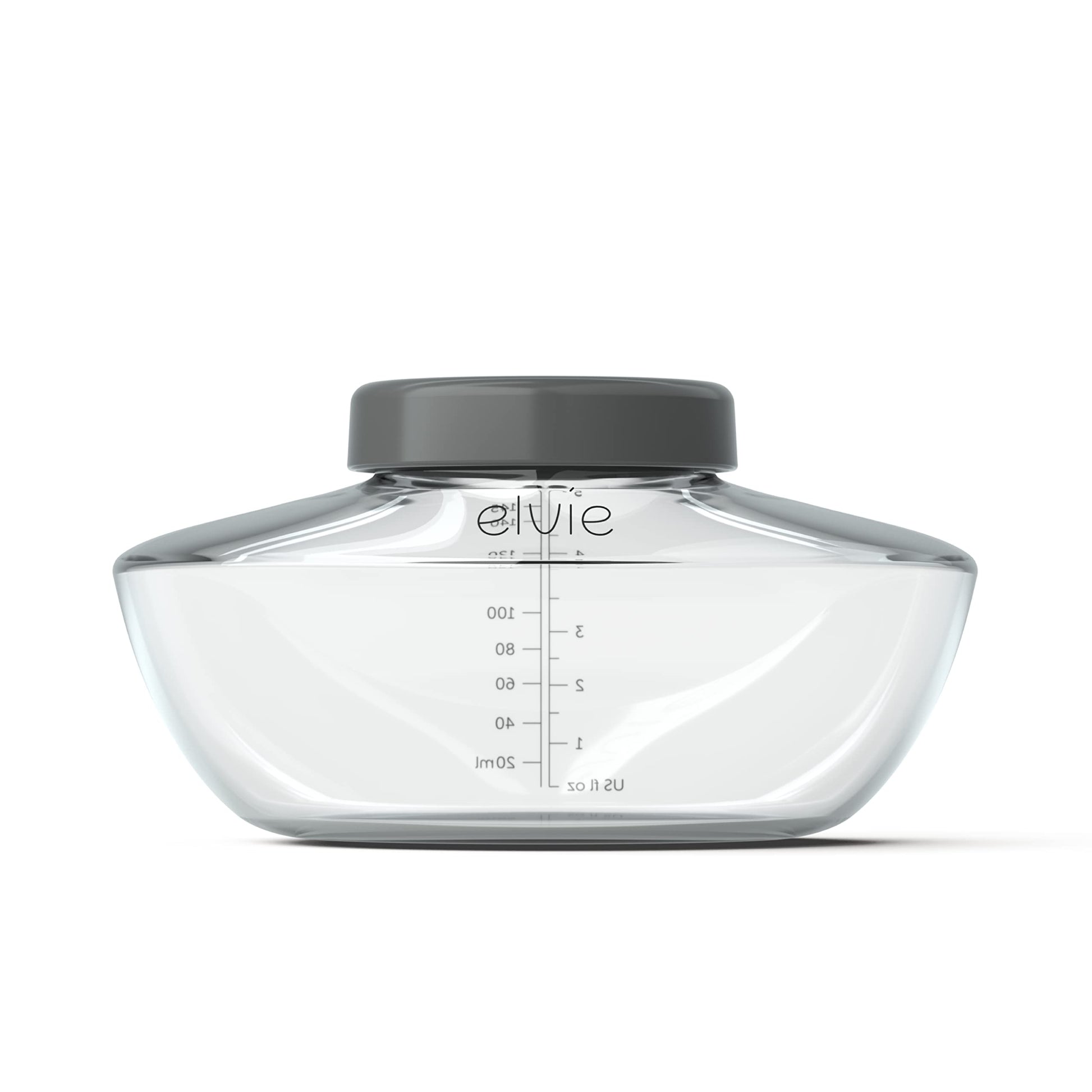 Three BPA free Elvie pump bottles for breast milk collection