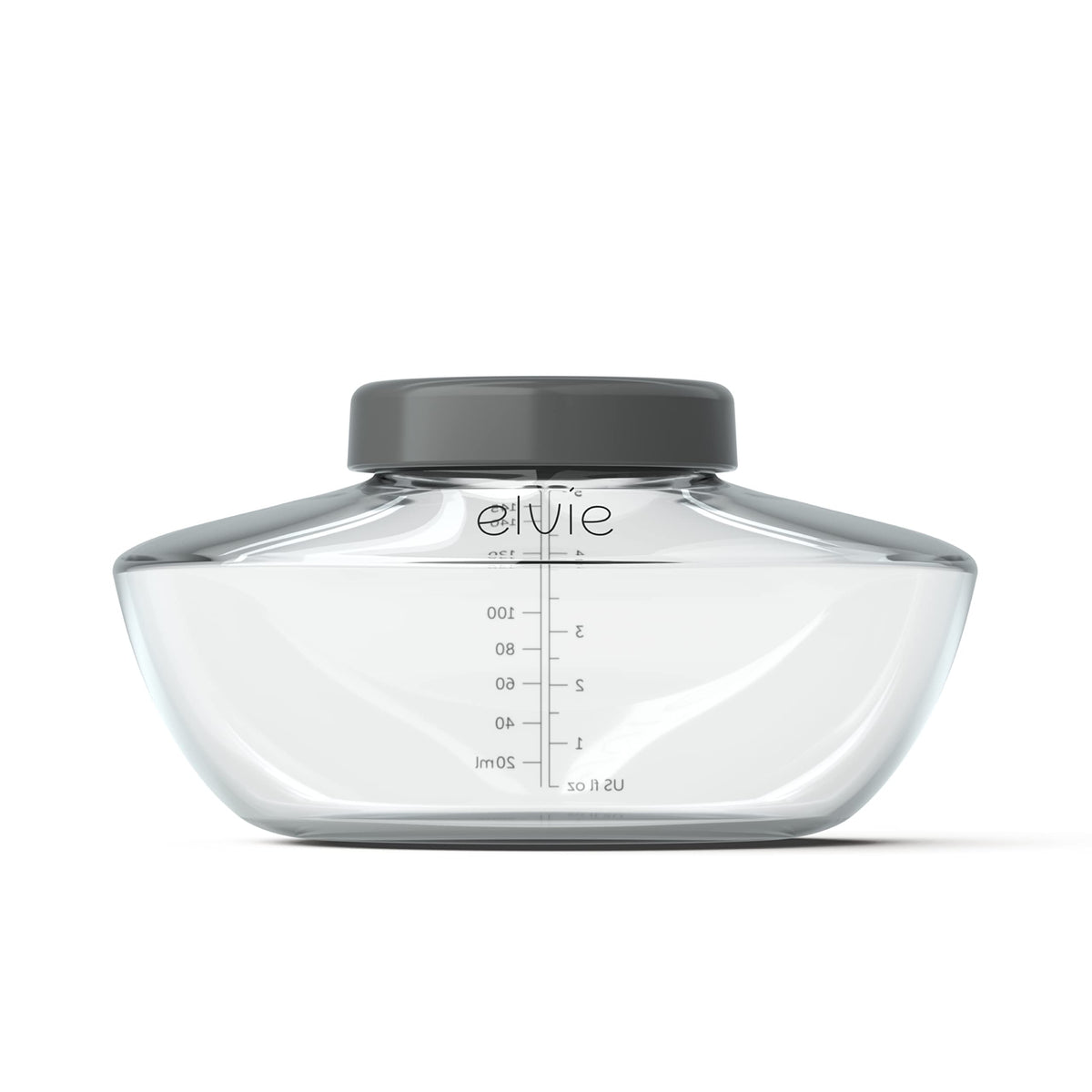 Three BPA free Elvie pump bottles for breast milk collection