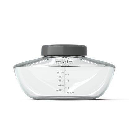 Three BPA free Elvie pump bottles for breast milk collection