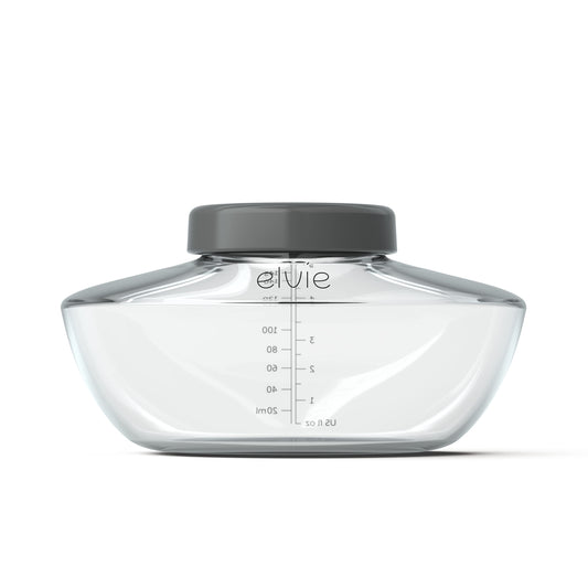 Three BPA free Elvie pump bottles for breast milk collection