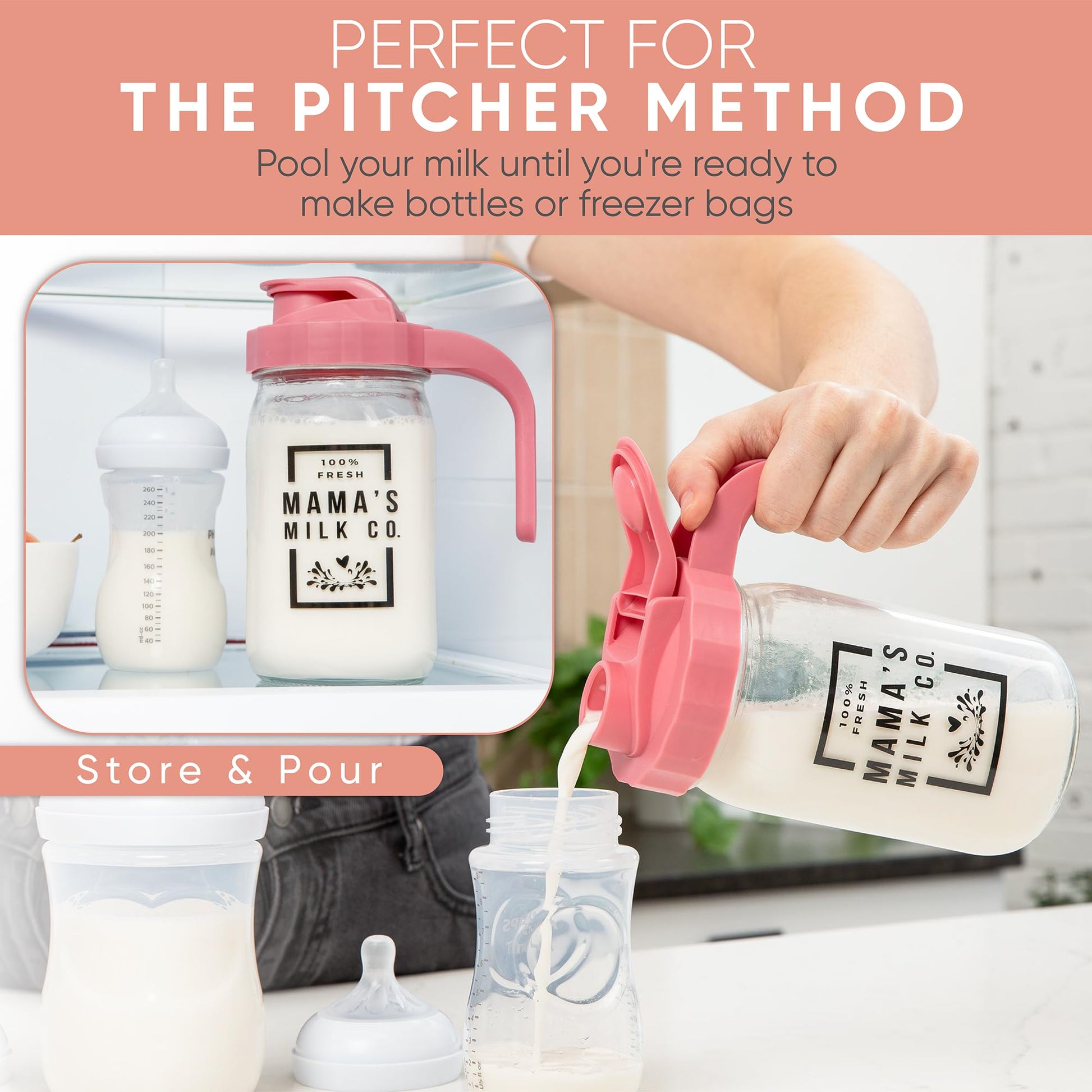 Nestberry breast milk storage pitcher packaging and contents