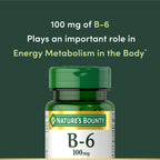 Nature's Bounty Vitamin B6 tablets packaging back view ingredients information