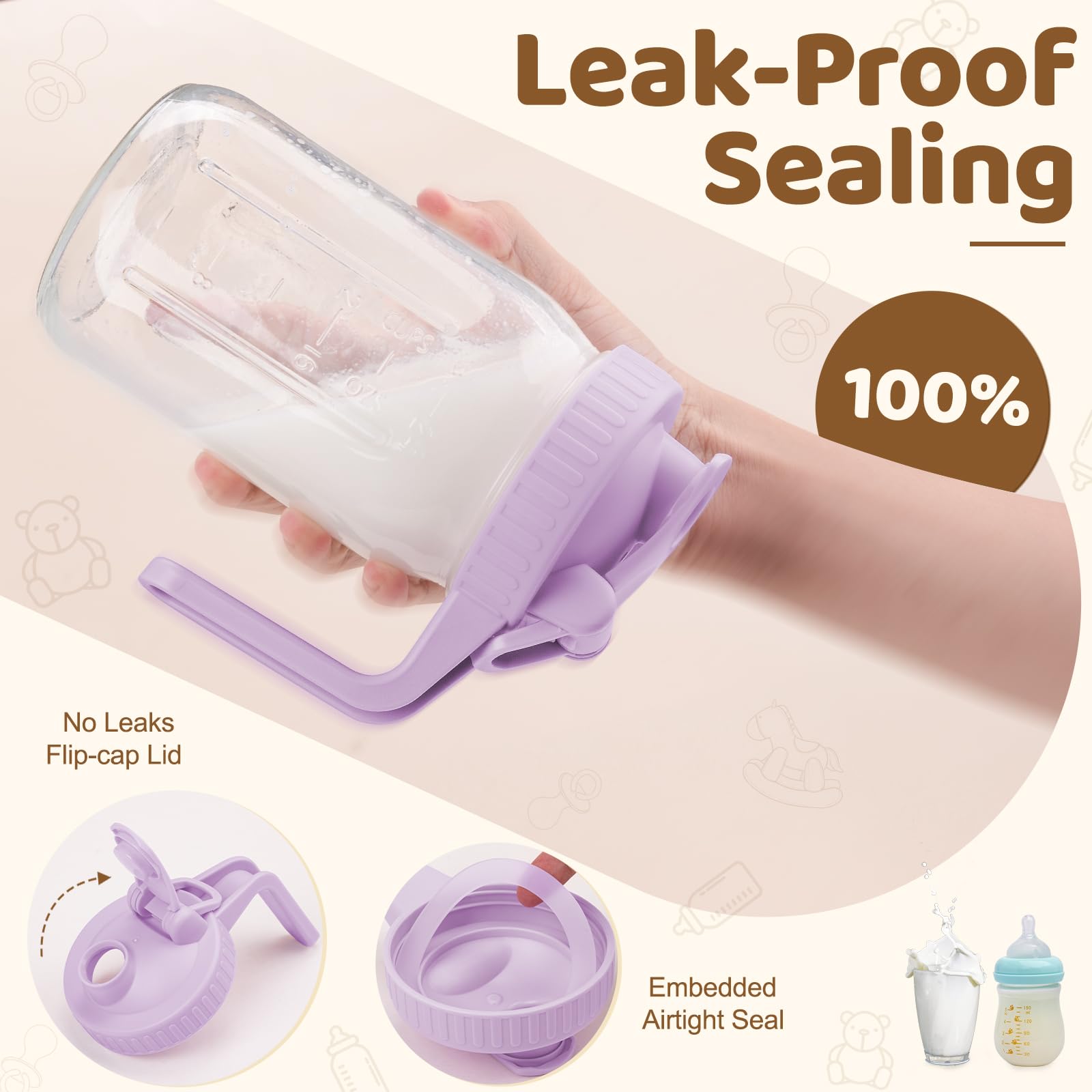 Close up of the leak-proof flip cap and pour spout