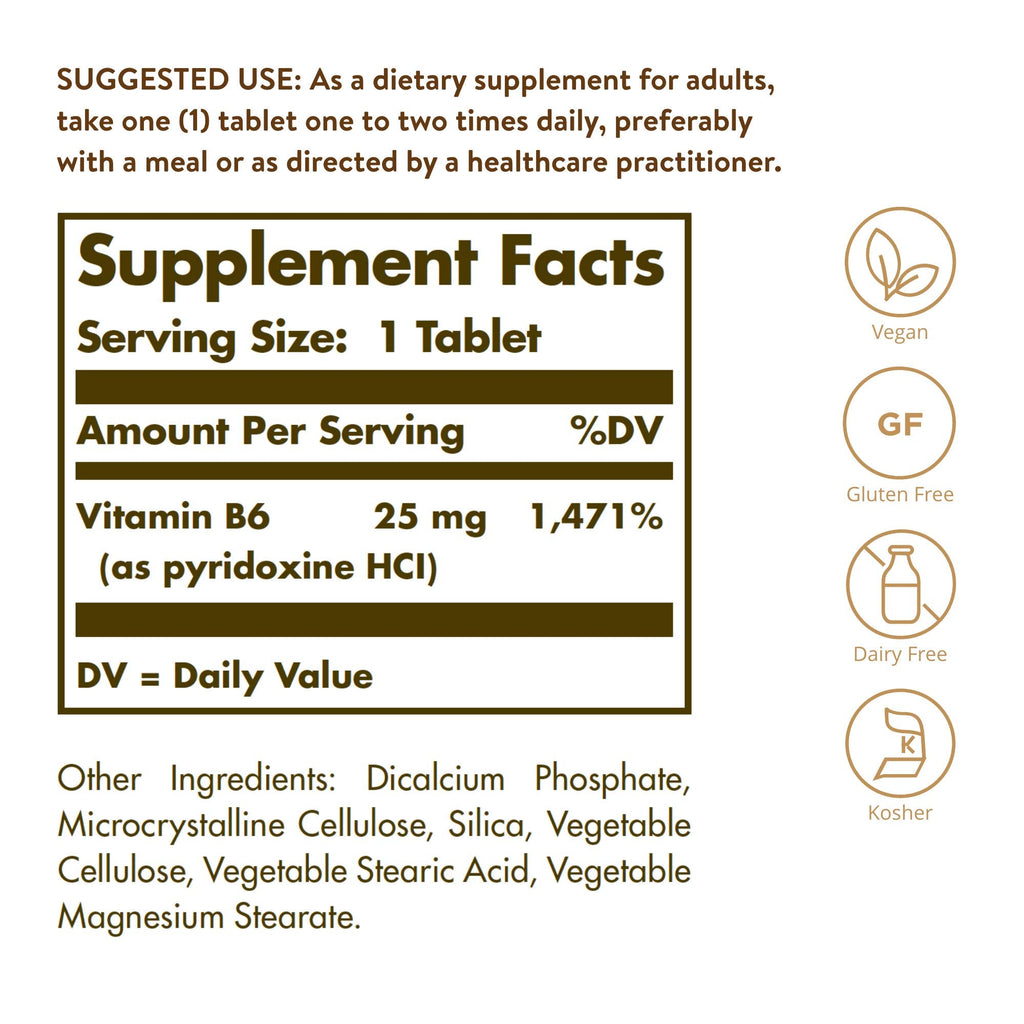 USA imported essential B complex supplement bottle side label showing supplement facts.