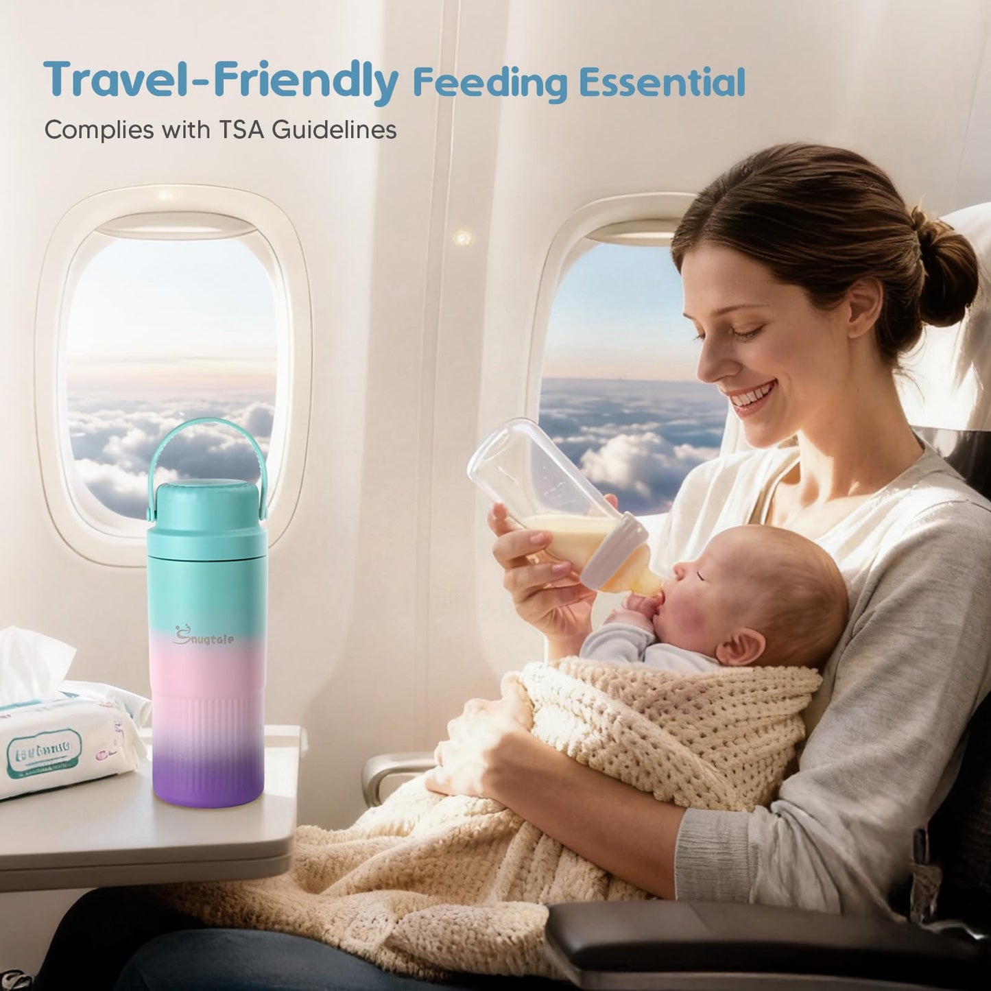 Side profile of Momcozy breast milk travel cooler with handle