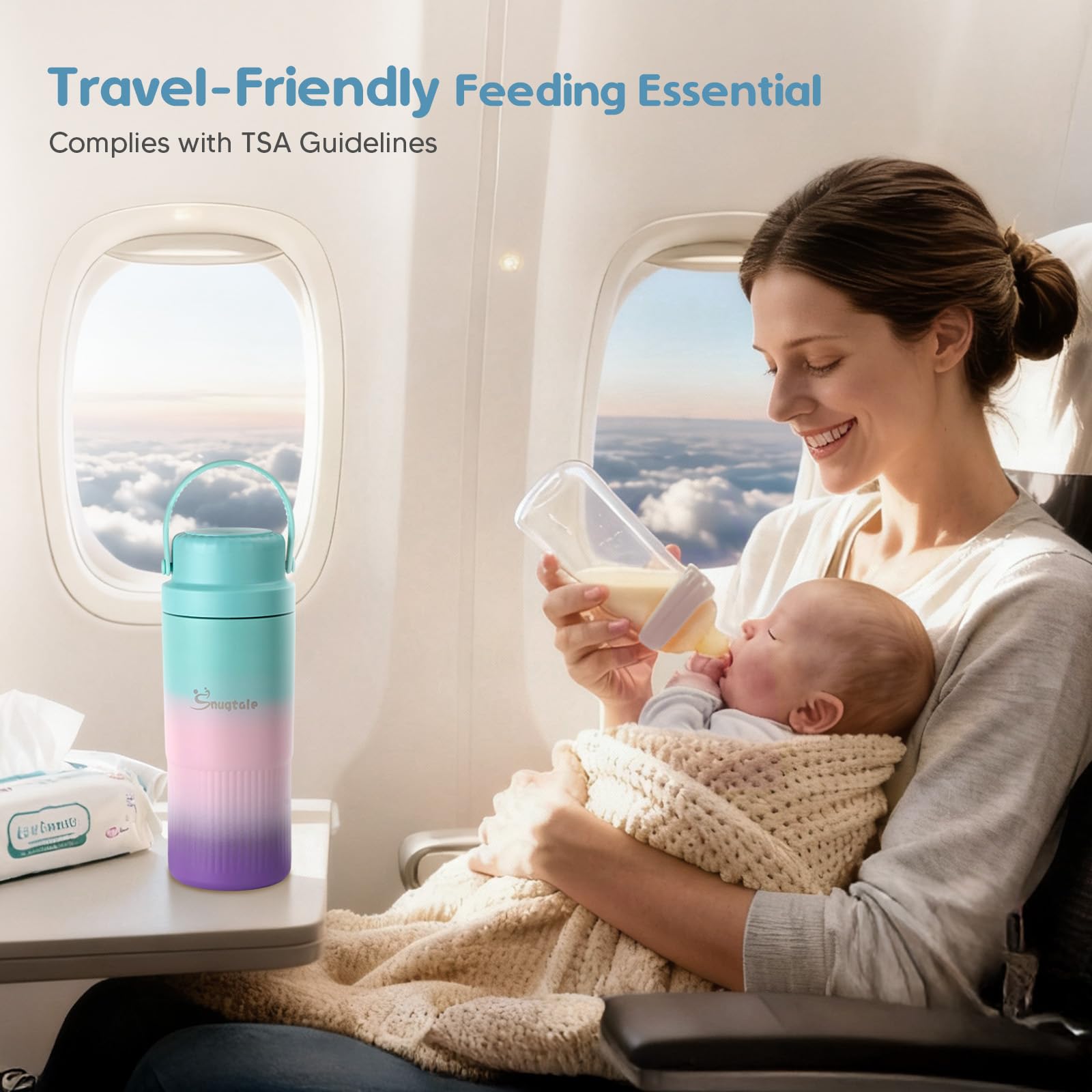 Side profile of Momcozy breast milk travel cooler with handle