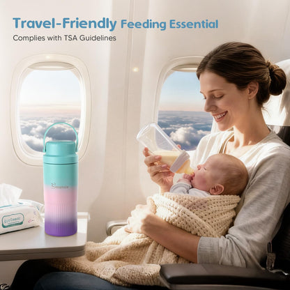 Side profile of Momcozy breast milk travel cooler with handle