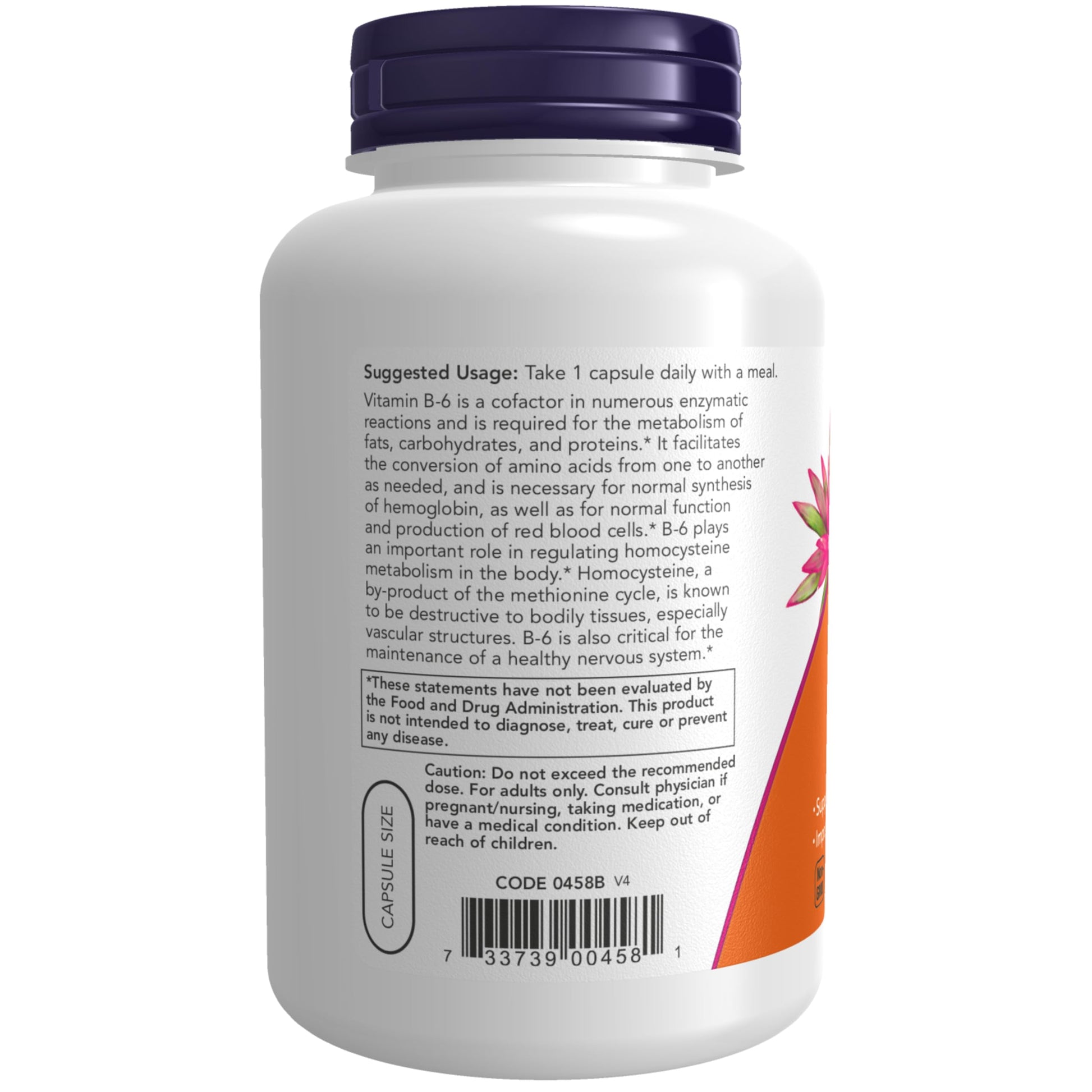 Now Foods Vitamin B6 bottle side view