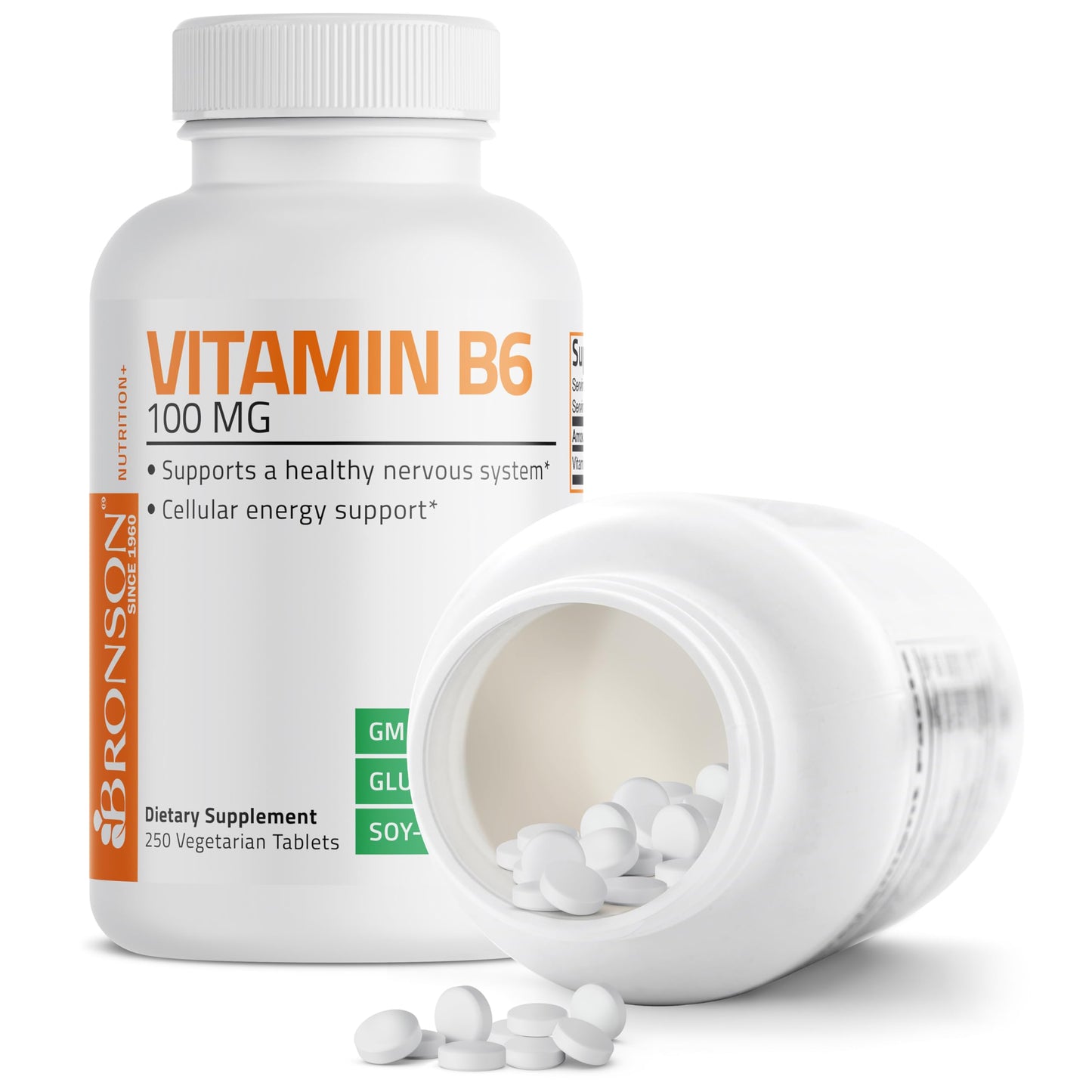 Authentic imported Bronson Vitamin B6 USA health supplement bottle cap and seal