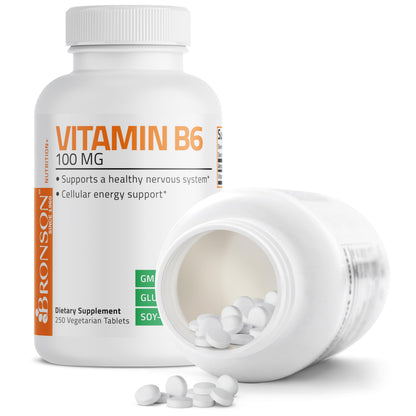 Authentic imported Bronson Vitamin B6 USA health supplement bottle cap and seal