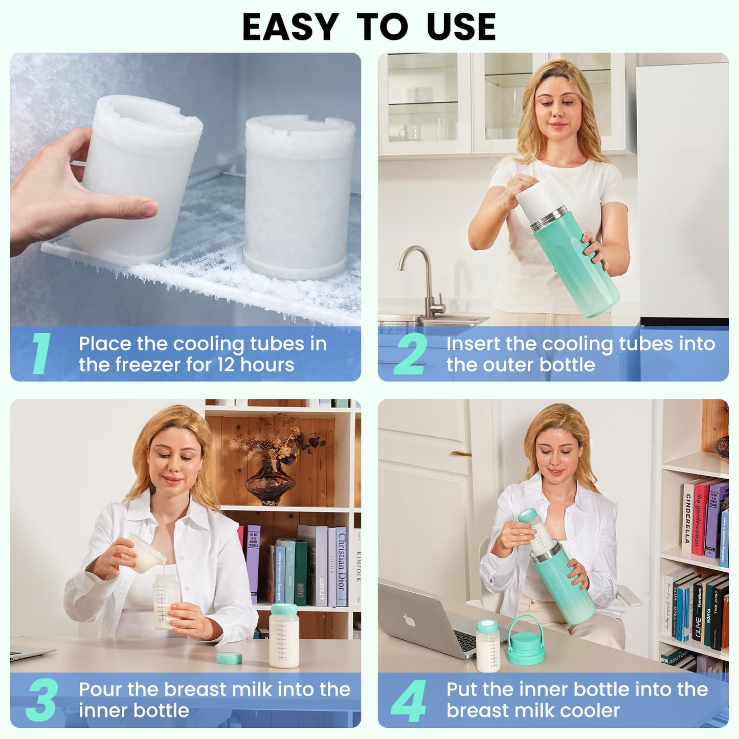 Side profile of portable breast milk cooler for travel
