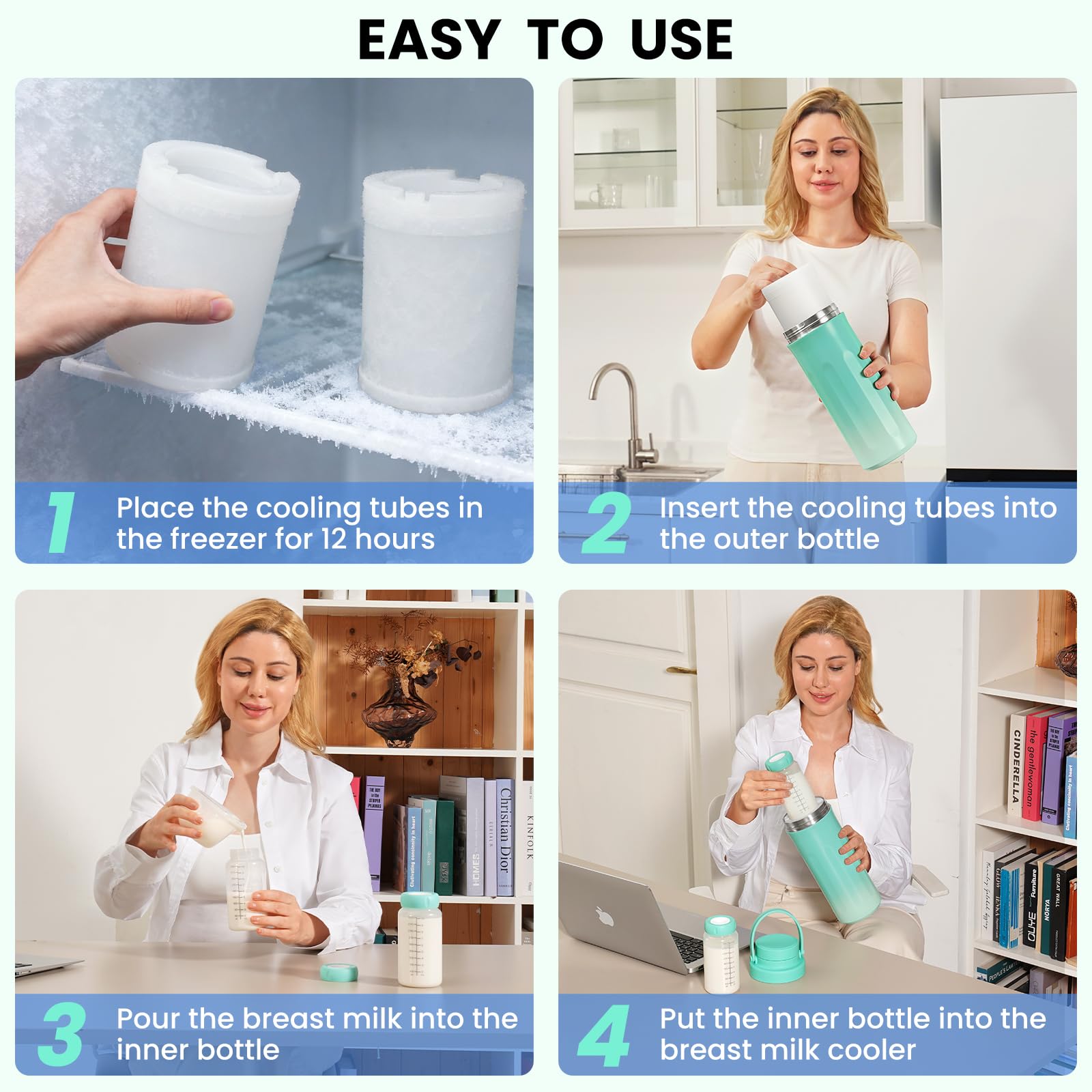 Side profile of portable breast milk cooler for travel