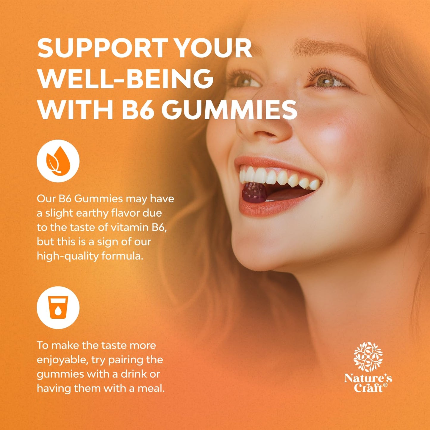 Close up of vegan Vitamin B6 gummy texture