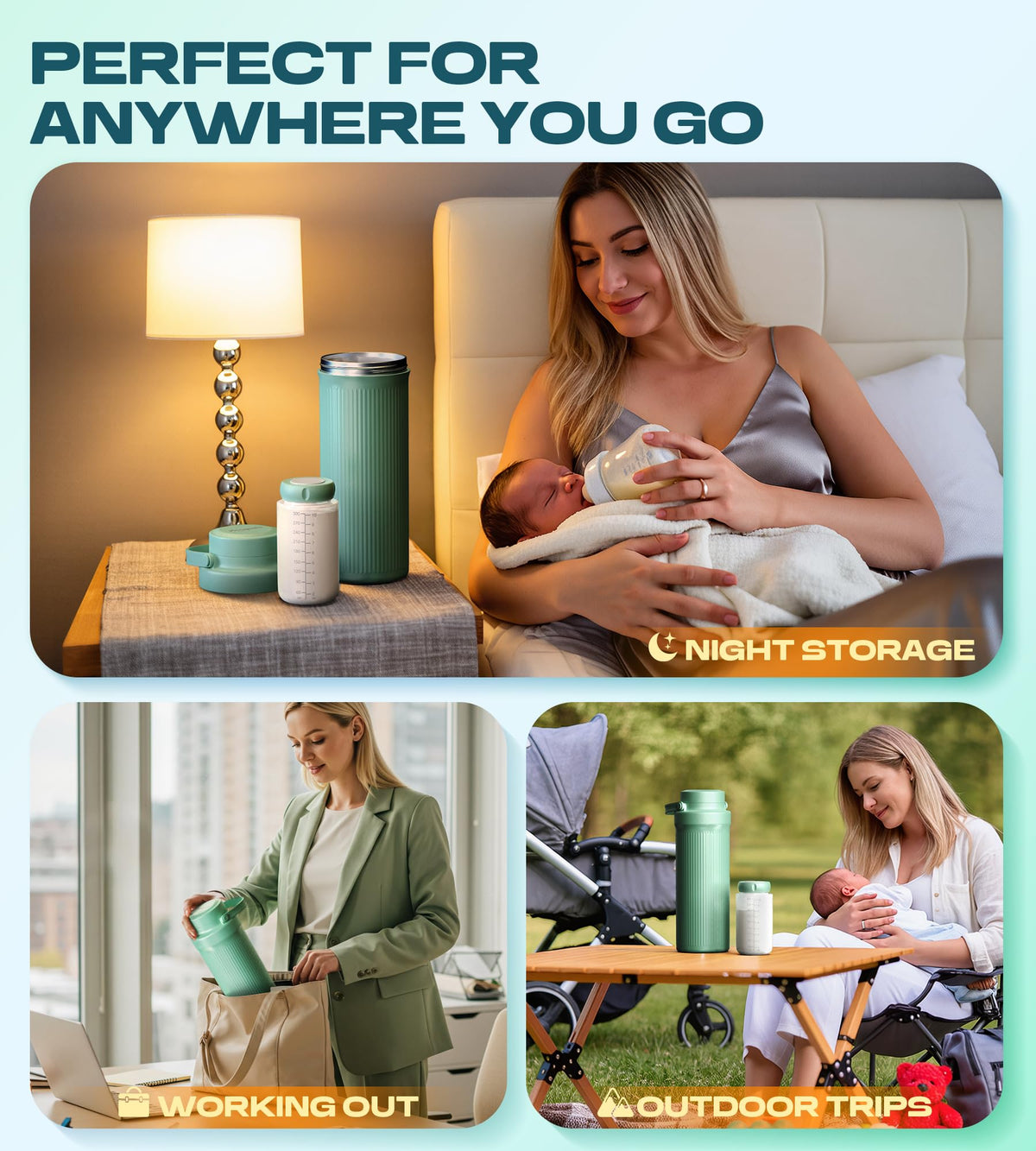 Pinngushi breast milk cooler bottle showing travel-ready design