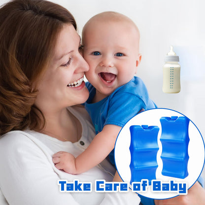 Breast milk cooling packs inside insulated cooler bag