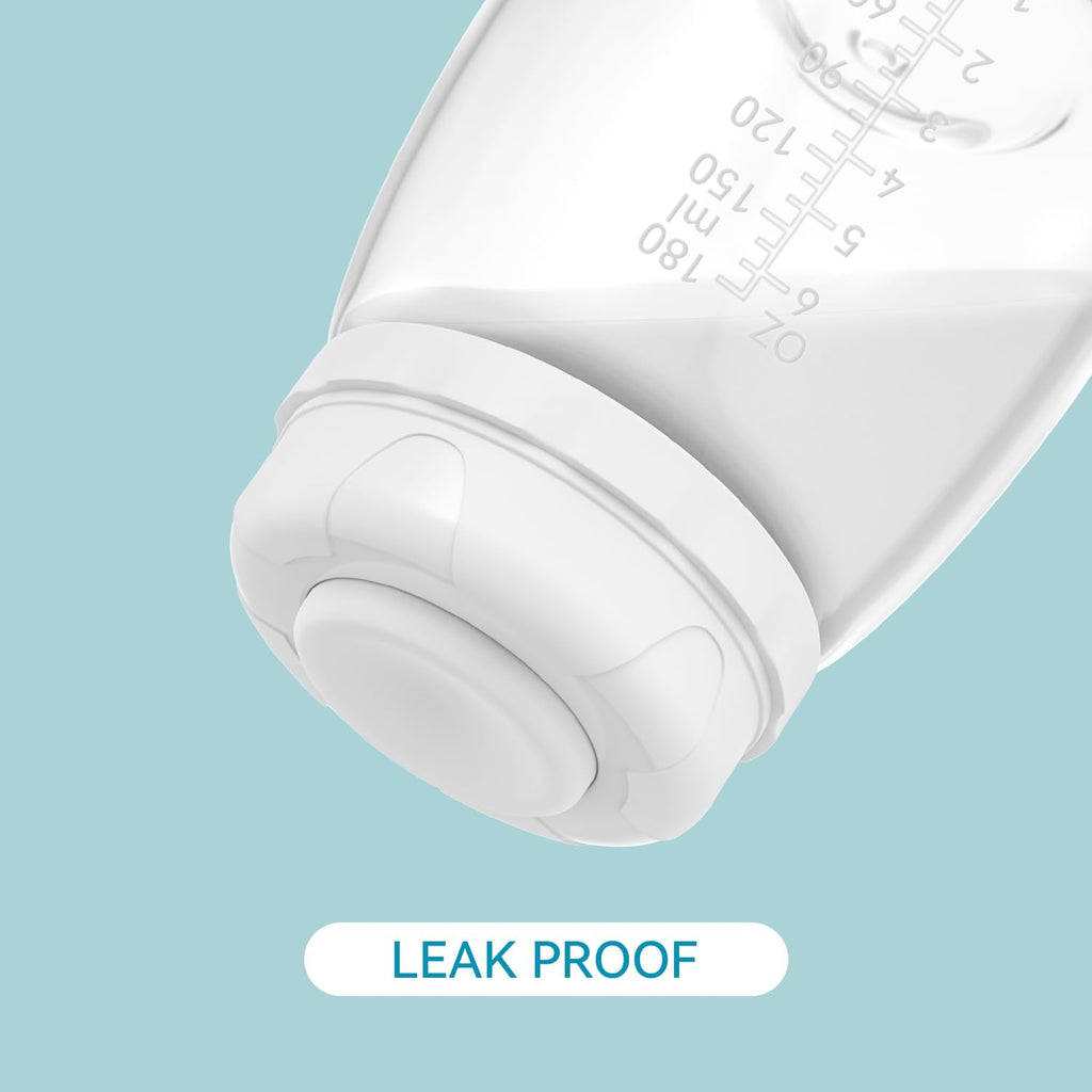Side profile of Gotocut breast milk bottle showing volume markings