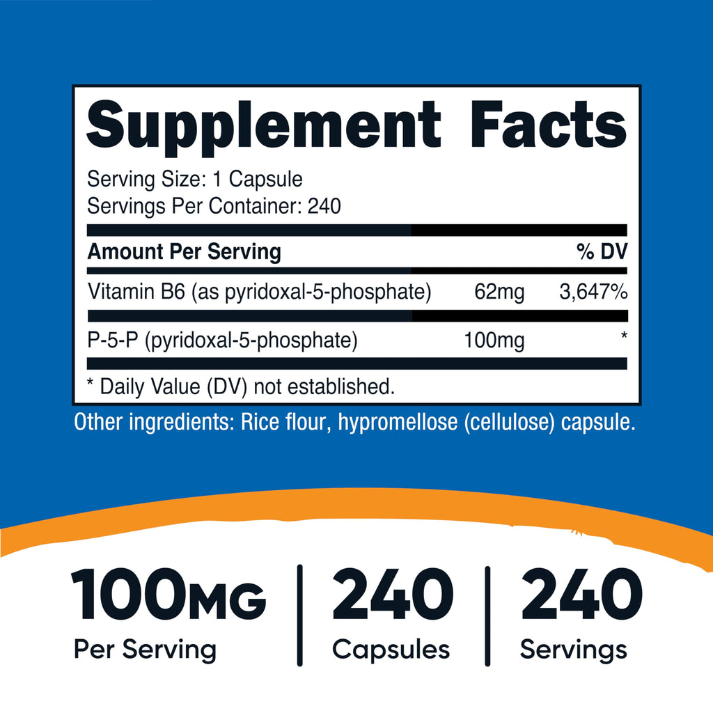 Nutricost P5P 240 vegetarian capsules supplement label