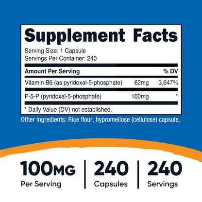 Nutricost P5P 240 vegetarian capsules supplement label