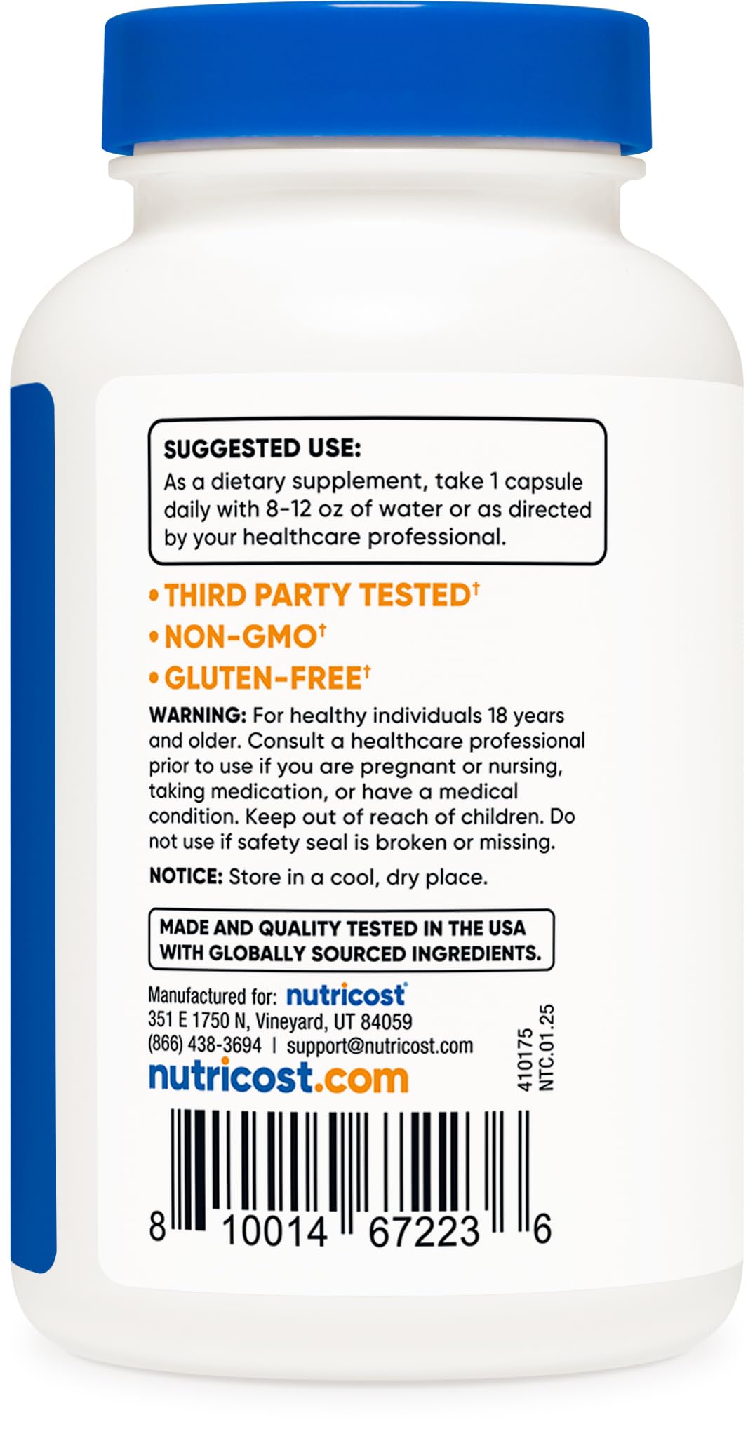Nutricost P5P Vitamin B6 nutritional supplement facts