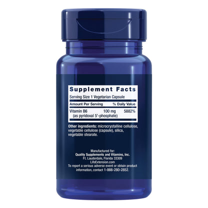 Life Extension Pyridoxal 5 Phosphate Supplement facts label