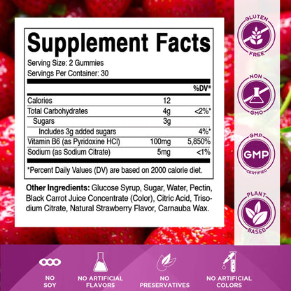 Vitamatic Vitamin B6 gummies supplement facts label