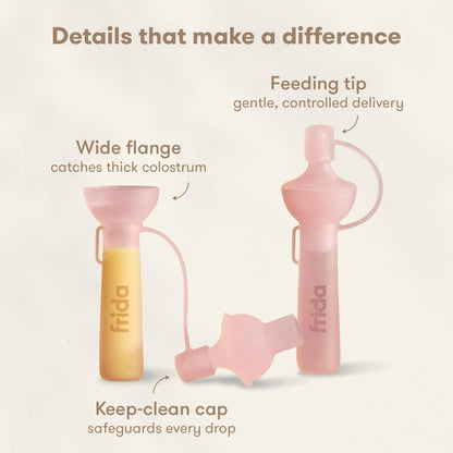 Close up of Frida Mom colostrum collector flange design