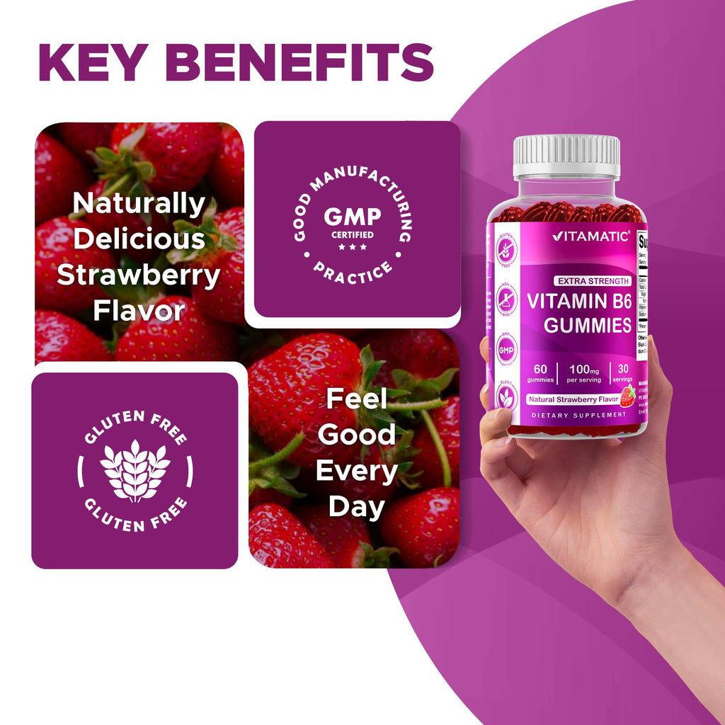 Vitamatic Vitamin B6 bottle side profile