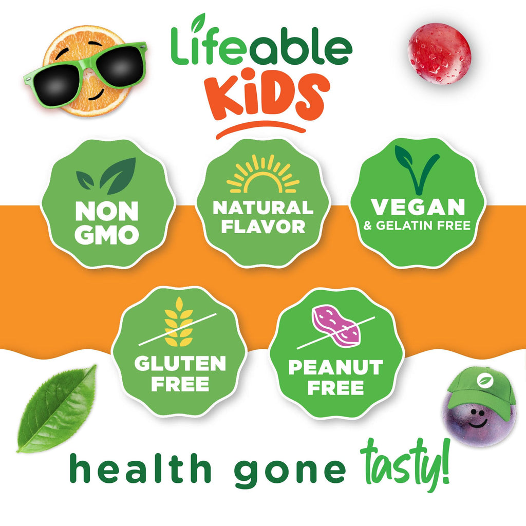 Lifeable kids vegan gummy supplement bottle lifestyle shot