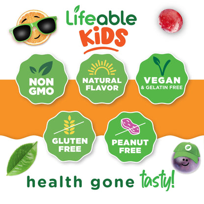 Lifeable kids vegan gummy supplement bottle lifestyle shot