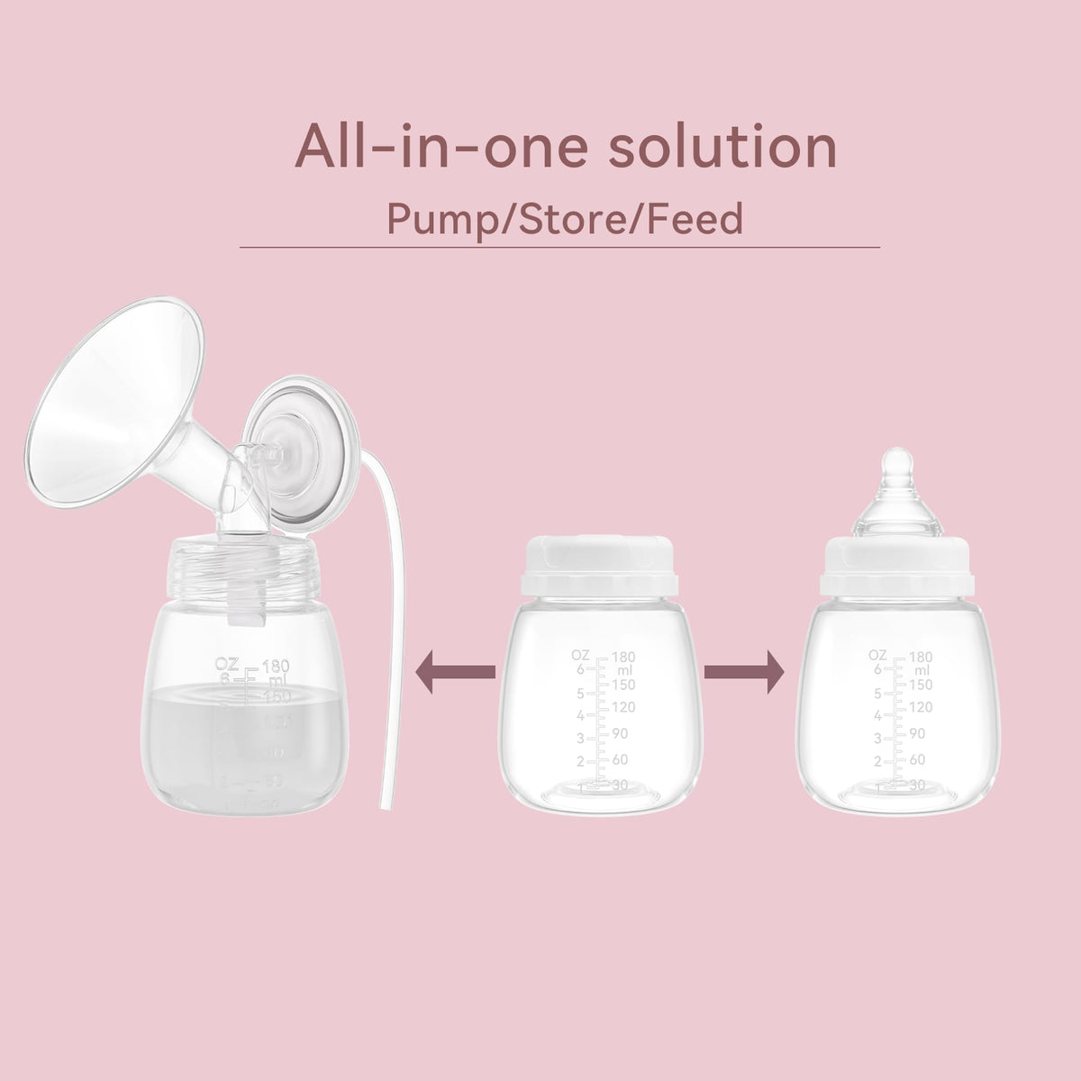 Four pack of 6 fluid ounce wide mouth milk storage bottles
