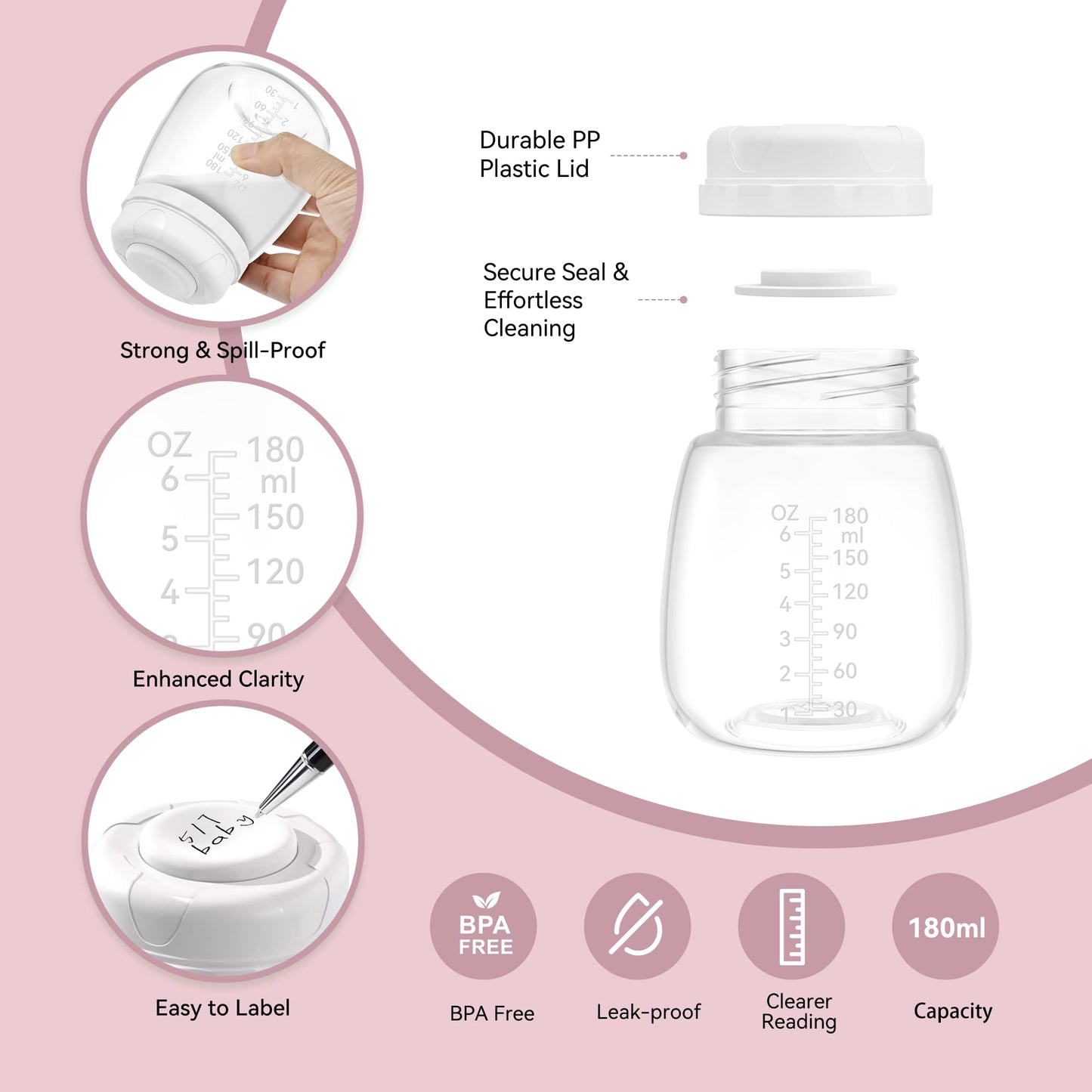 Tovvild breast milk storage bottles with measurement markings