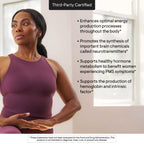 Side profile of Thorne Vitamin B6 bottle outlining gluten free and dairy free certifications