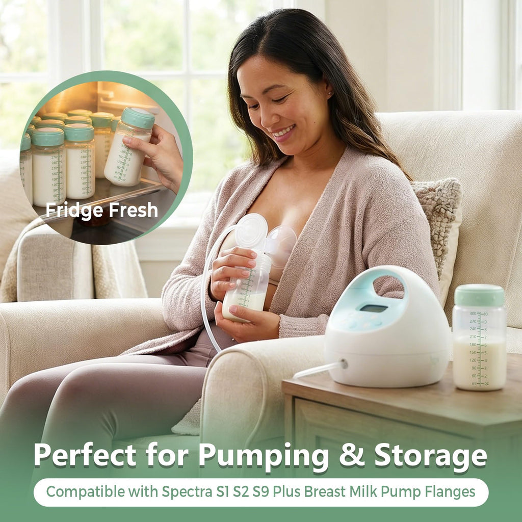Afontoto breastmilk bottle wide-neck design with green lid