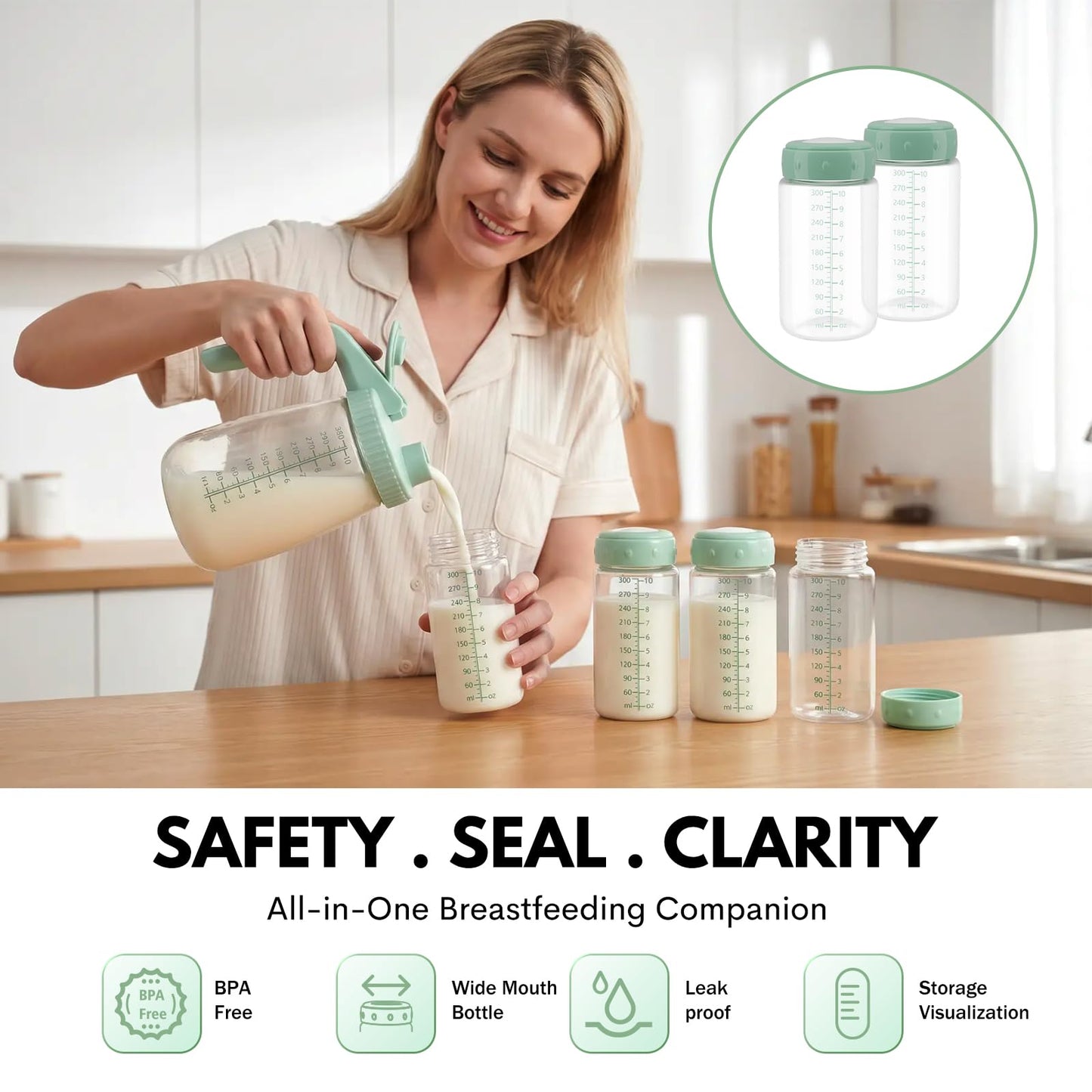 Six pack of Afontoto breastmilk storage containers 9.5 fluid ounce